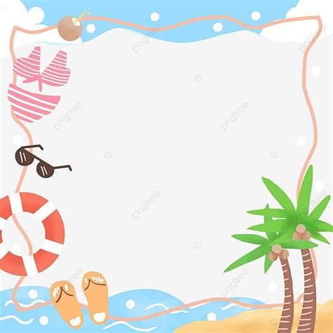 Summer Seaside Holiday Border, Summer, Seaside, Vacation PNG ...