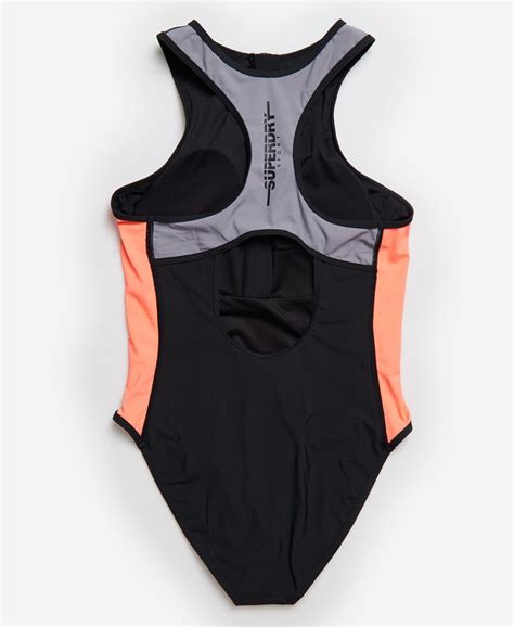 Womens - Swim Sport Swimsuit in Phosphorescent Coral | Superdry UK