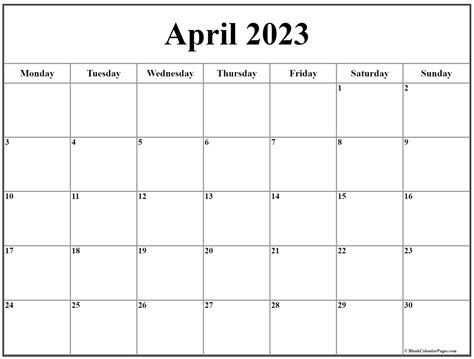 April Calendar 2024 Printable Monday Start - 2024 CALENDAR PRINTABLE