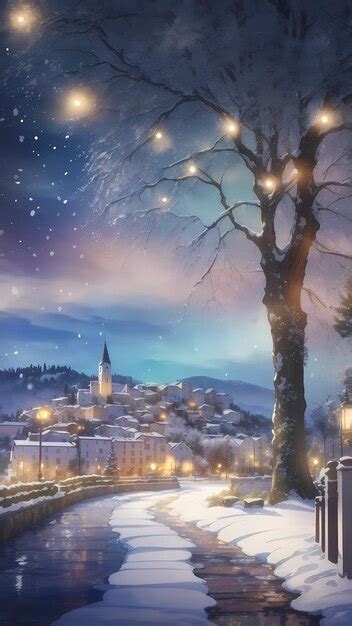 Premium AI Image | Winter Watercolor Landscape Card