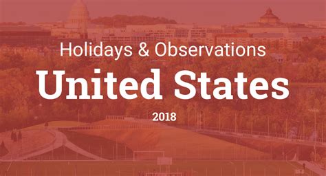 Holidays and Observances in the United States in 2018