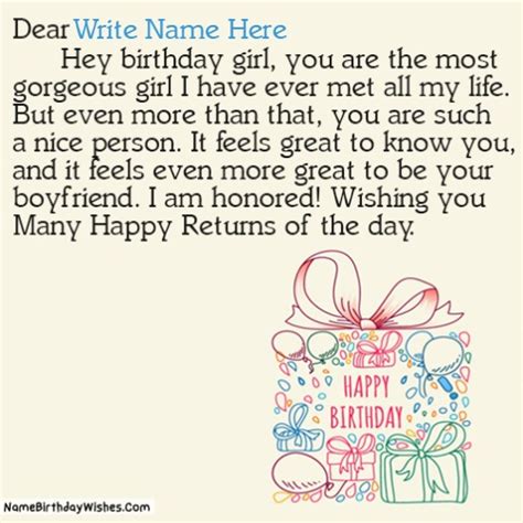 Unique Long Birthday Message For Girlfriend With Name