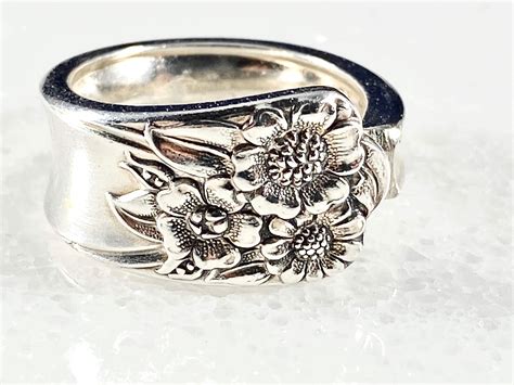 Spoon Ring - Sunflower Spoon Ring - Vintage Silverware Ring