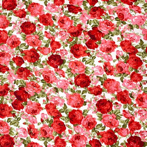 Vintage Red Rose Cotton Fabric Sweet Red and Pink Roses on - Etsy