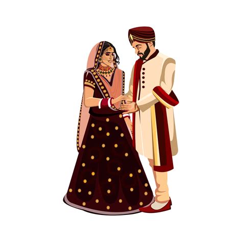 Indian wedding couple character bride and groom 12011848 PNG