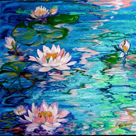 "Misty Water Waterlilies" par Marcia Baldwin | Water lilies painting, Pond painting, Lily painting