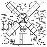 Premium Vector  Windmill coloring Page For Kids sketch template