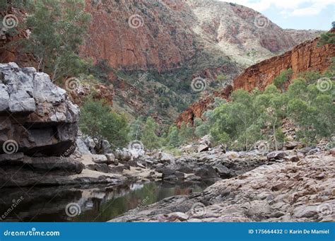 View of Ormiston Gorge with Reflection in Waterhole Stock Photo - Image of landscape, northern ...