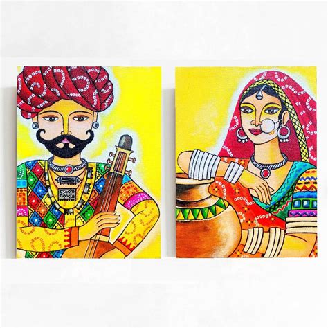 Rajasthani Canvas Painting Rajasthan Wall Decor Gujarati - Etsy