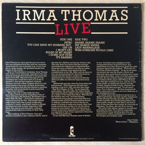 Irma Thomas Live LP | Buy from Vinylnet