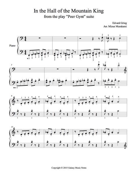 In the Hall of the Mountain King [Easy piano solo sheet music]