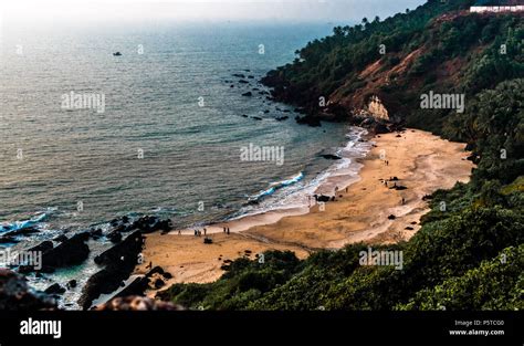 Aerial view of a small Natural Beach Stock Photo - Alamy