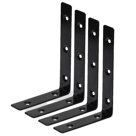 Retailmonk Brackets, Heavy Duty L Shaped Wall Shelf Angle Brackets with Screws, Black Wall ...