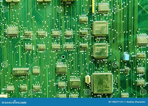 Siemens Circuit Pack, Green Computer Board Background. Telephone Electronic Circuit with ...