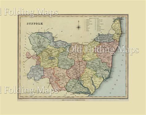 Antique County Map of Suffolk circa 1840