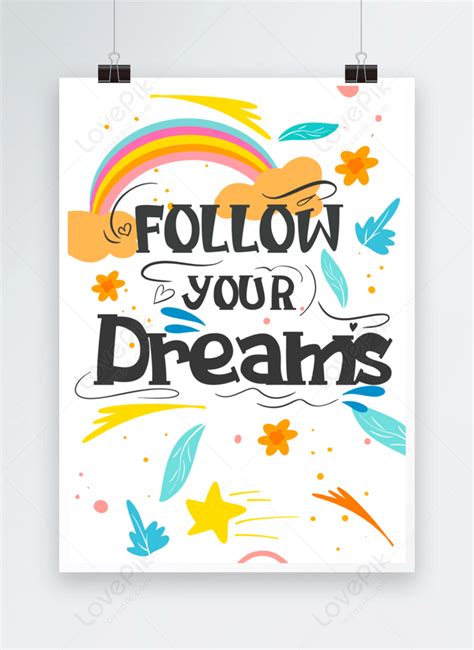 Follow the dream inspirational poster cartoon poster template image_picture free download ...