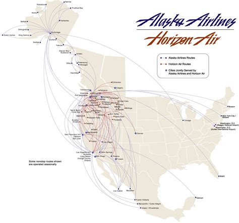 Alaska Airlines October 28, 2002 Route Map