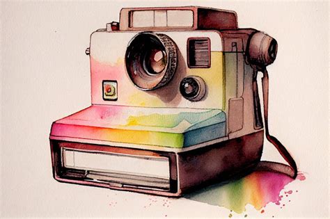 Colorful Cameras Drawing with Bit of Watercolour Stock Illustration ...