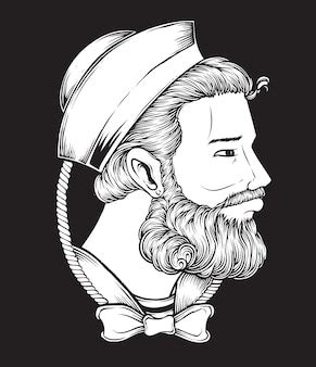 Premium Vector | Sailor man drawing