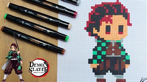 TUTO DESSIN PIXEL ART TANJIRO DEMON SLAYER / HOW TO DRAW TANJIRO DEMO ...