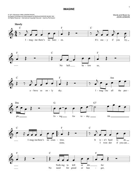 John Lennon - Imagine sheet music