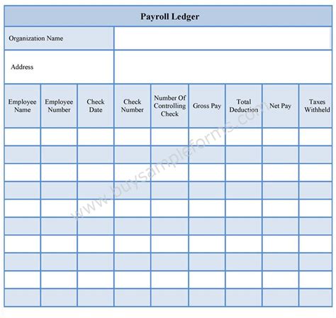 Payroll Ledger Form | Payroll Ledger Sample | Sample Forms