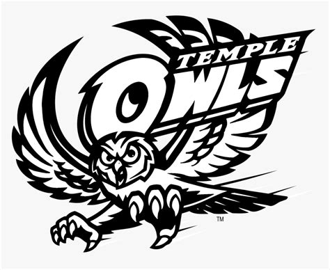 Temple Owls Logo Black And White - Temple University Japan Mascot, HD ...