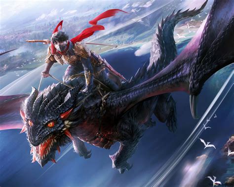 Dragon Warrior Riding 4K wallpaper download