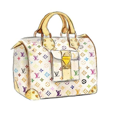 Louis Vuitton, Watercolor Illustration Print, Multi Color Handbag, Art ...