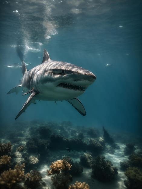 Premium AI Image | Great white shark underwater