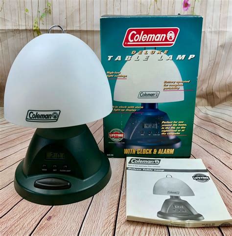 1999 Coleman Deluxe Table Lamp Battery Operated Clock Alarm Camping Light #Coleman | Camping ...