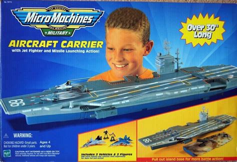 Hasbro Micro Machines Military Aircraft Carrier with Jet Fighter and Missile Launching Action ...