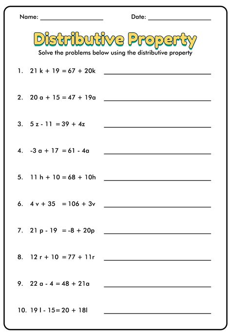 Distributive Property Solving Equations Worksheet - Printable Word Searches