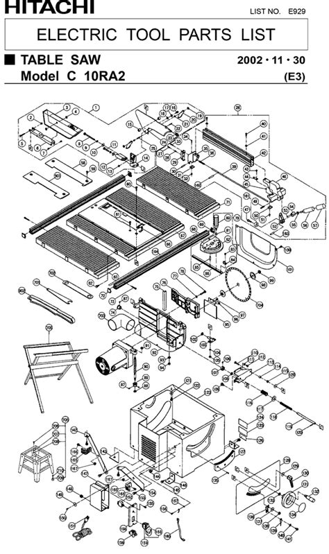 Hitachi C10RA2 Parts - Table Saw - Hitachi Table Saw Parts - Hitachi Parts - Tool Parts