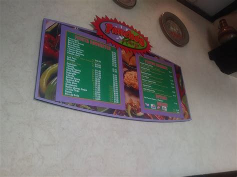 Menu at Pancho's Mexican Buffet restaurant, Denton