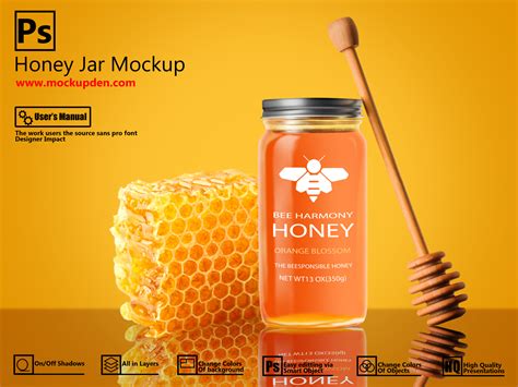 Free Attractive Honey Jar Mockup | PSD Template by Mockup Den on Dribbble