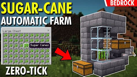 ZERO-TICK Automatic SUGAR-CANE FARM (Bedrock) - Minecraft - YouTube