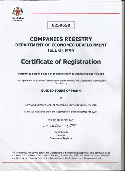 Temporary Certificate Of Registration Print