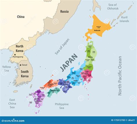 Map Of Japanese Prefectures Vector Illustration | CartoonDealer.com ...