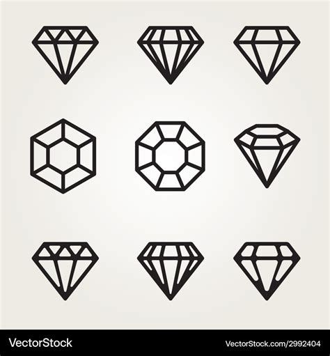 Diamond icon symbol set Royalty Free Vector Image