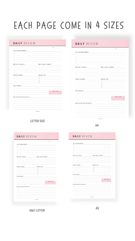 Daily Review Planner Template Printable – mrsneat