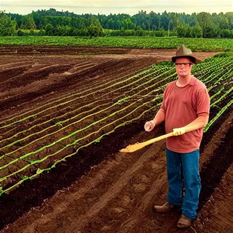 Dwight Schrute planting beets on his farm, | Stable Diffusion | OpenArt