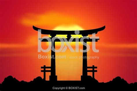 Torii Gate At Sunset - Boxist.com / Stock Photography