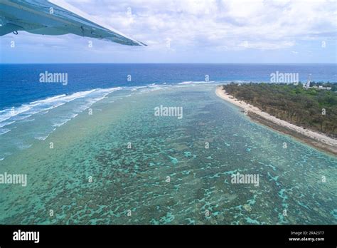 Aerial view of Lady Elliot Island and surrounding coral reef. Southern Great Barrier Reef ...