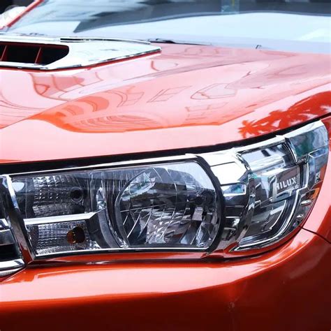 Chrome Accessories Headlights Cover For Toyota Hilux Revo 2016 2017 2018 Basic Version Model-in ...