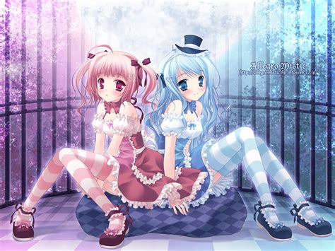 1920x1080px, 1080P free download | Cute twins, cute, anime, girls, twins, pink, blue, HD ...