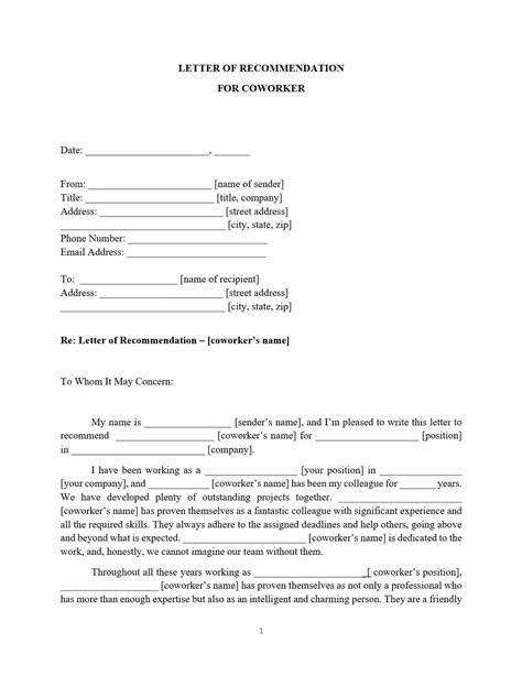 Letter of Recommendation for Coworker | Sample Reference Letter for ...