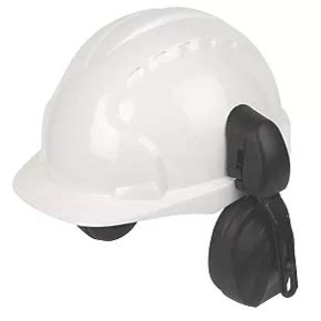 JSP EVO3 Comfort Plus Adjustable Safety Helmet with Ear Defenders White ...