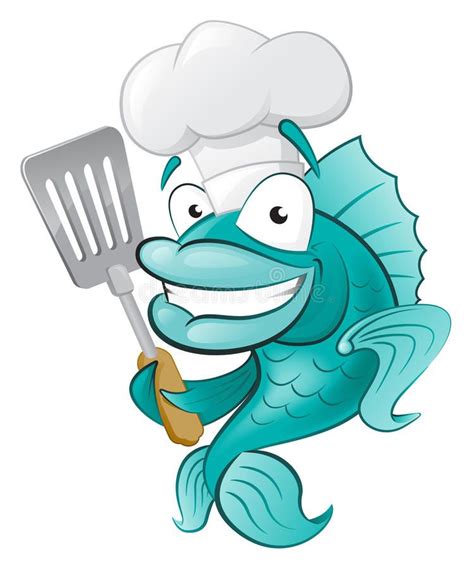 Cute Chef Fish with Spatula. Stock Vector - Illustration of culinary ...