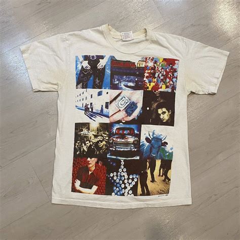 Vintage Vintage U2 Adult Medium White 1991 Achtung Baby Cover Art Ba ...